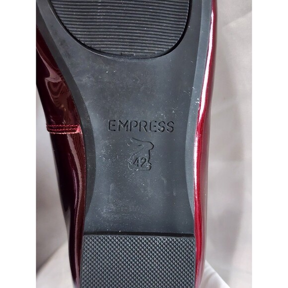 Empress Square Toe Flats Wine Patent Leather Slip on Elastic Strap EU 42 US 12 - Picture 14 of 14